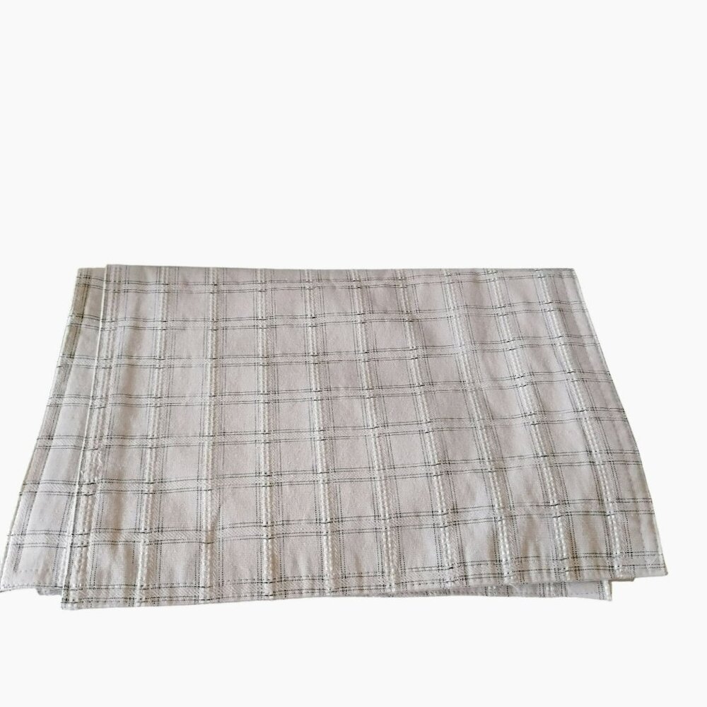 Nautica Plaid Table Runner, 13"x72", Cream & Navy Blue, Cotton Blend Tablecloth